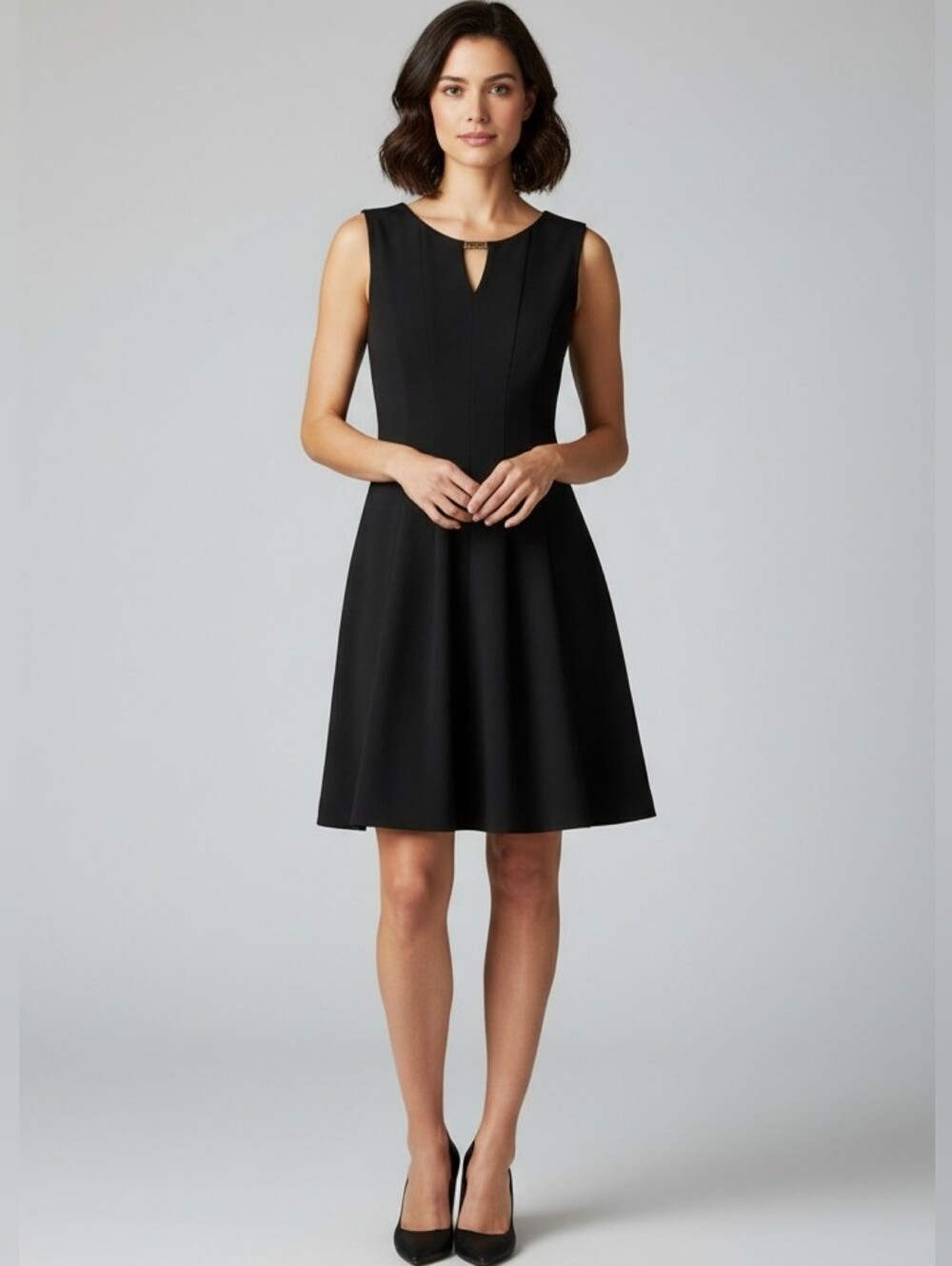 Laura Black Sleeveless Fit and Flare Dress Size 2P